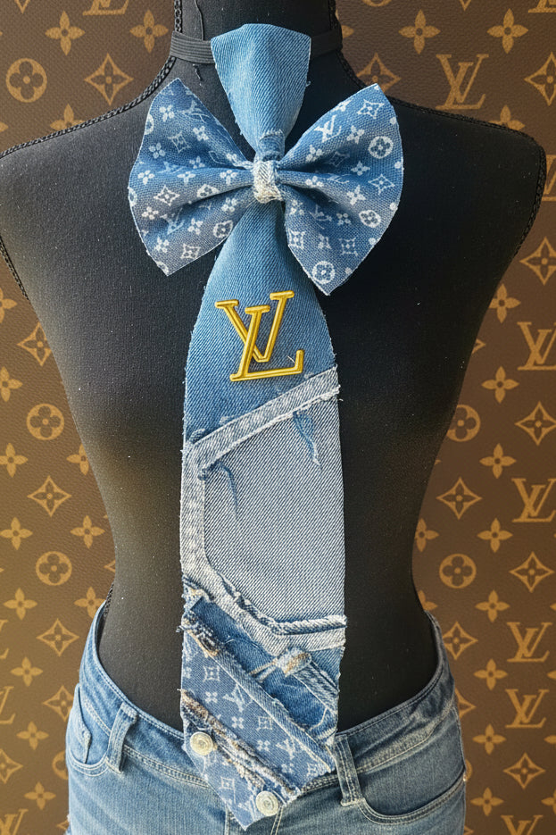 Freestyle Distressed Denim L’Vee Bowtie Necktie