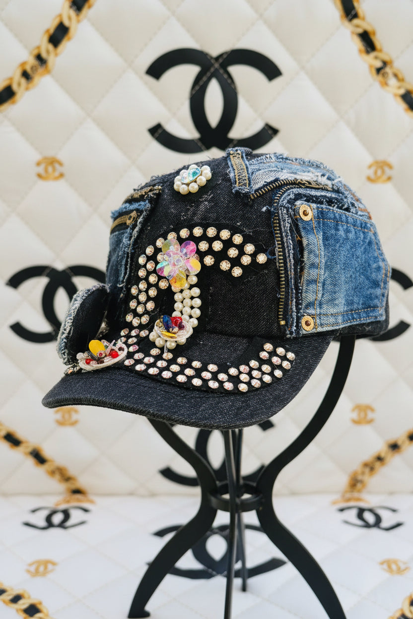 Freestyle CiCi Large Black Embroidery Fashion Cap Hat