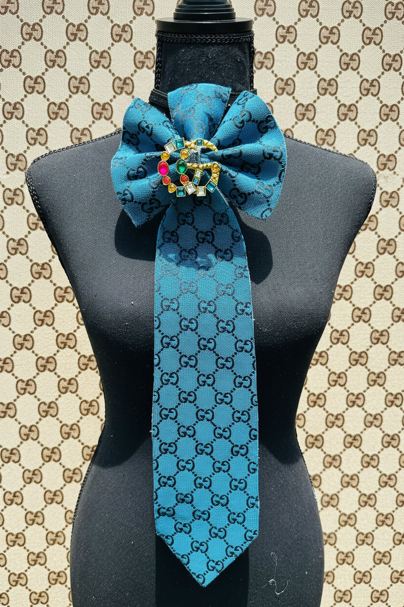 Turquoise Blue GiGi Denim Bowtie Necktie