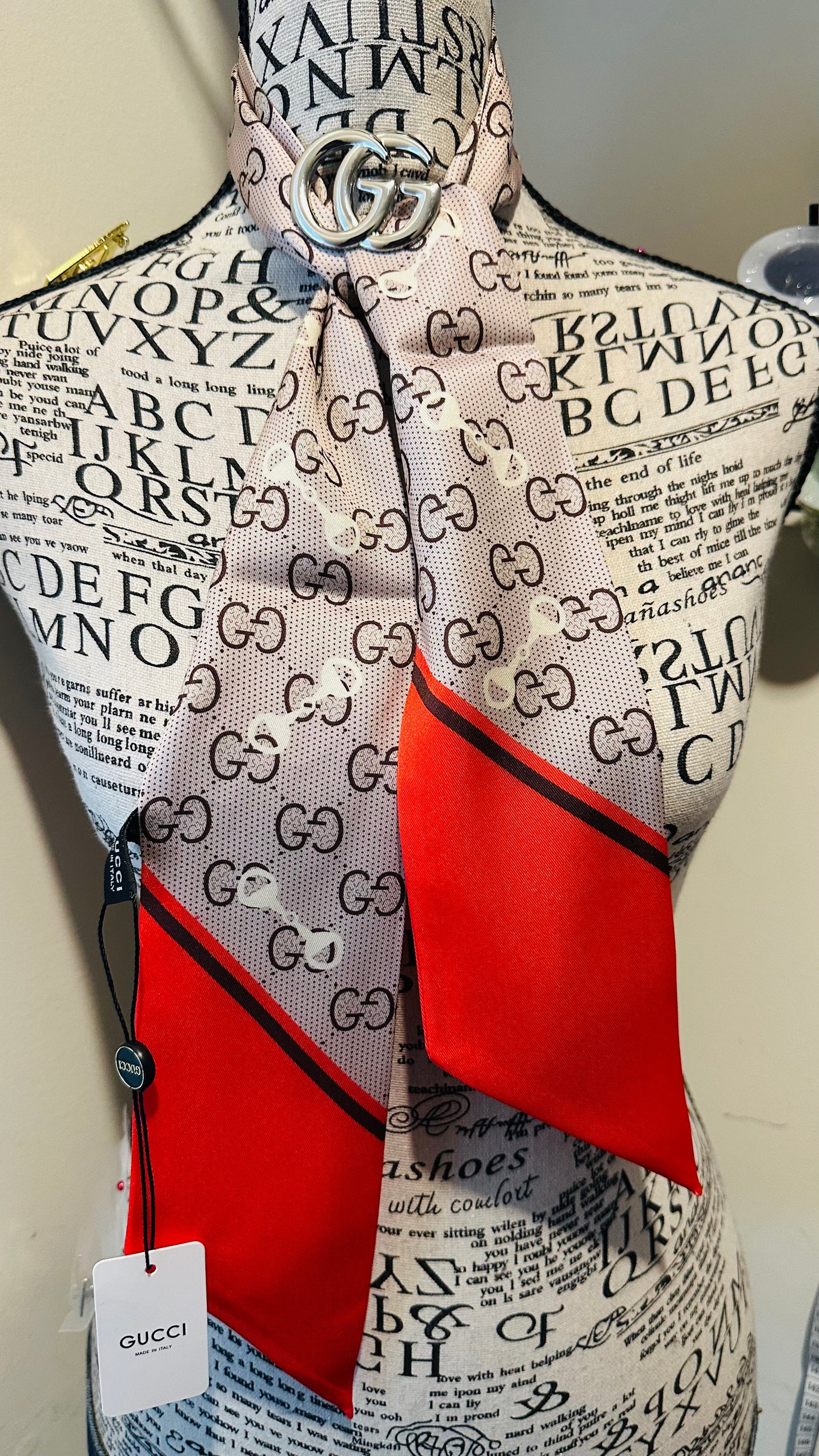 Red & Brown GiGi Silk Scarf