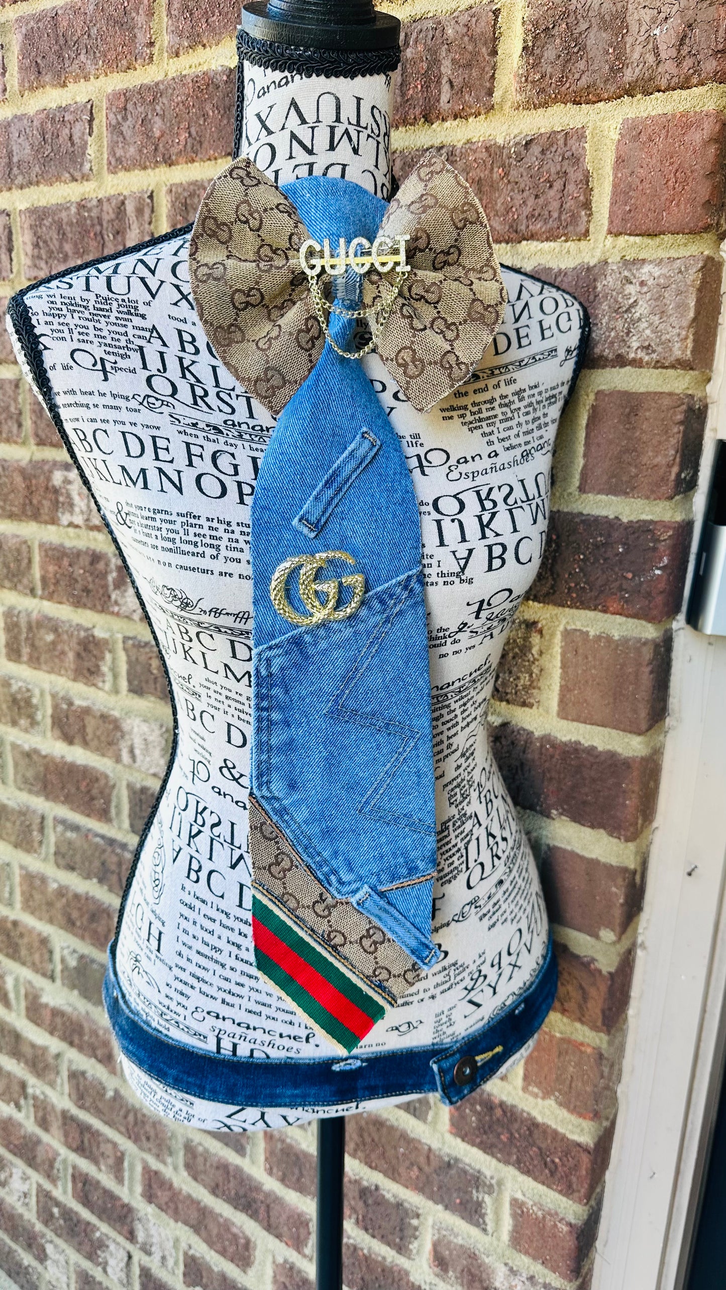 Gigi Distressed Denim Bowtie Necktie