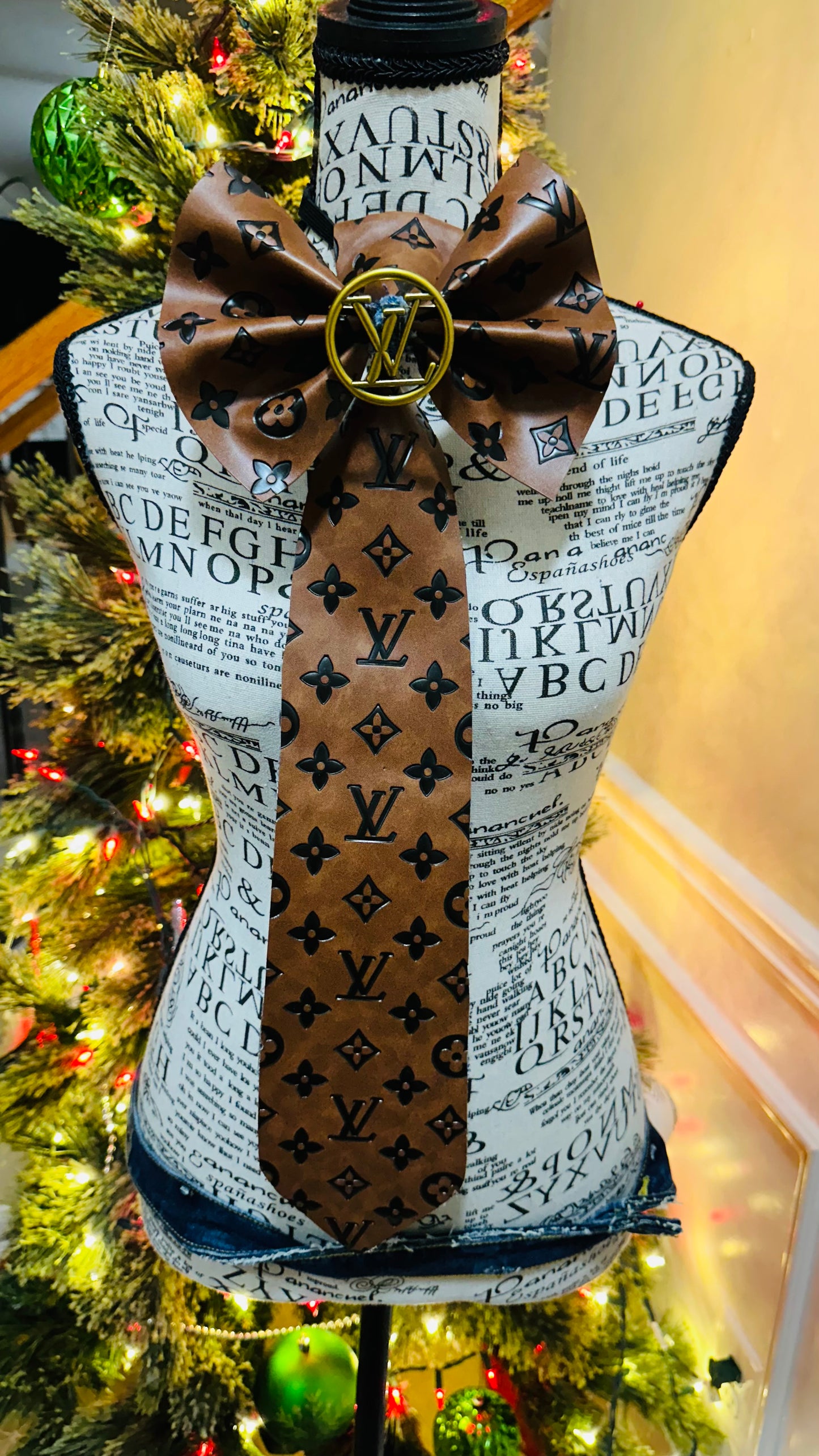 Leather Peanut Butter Chocolate L’Vee Bowtie Necktie