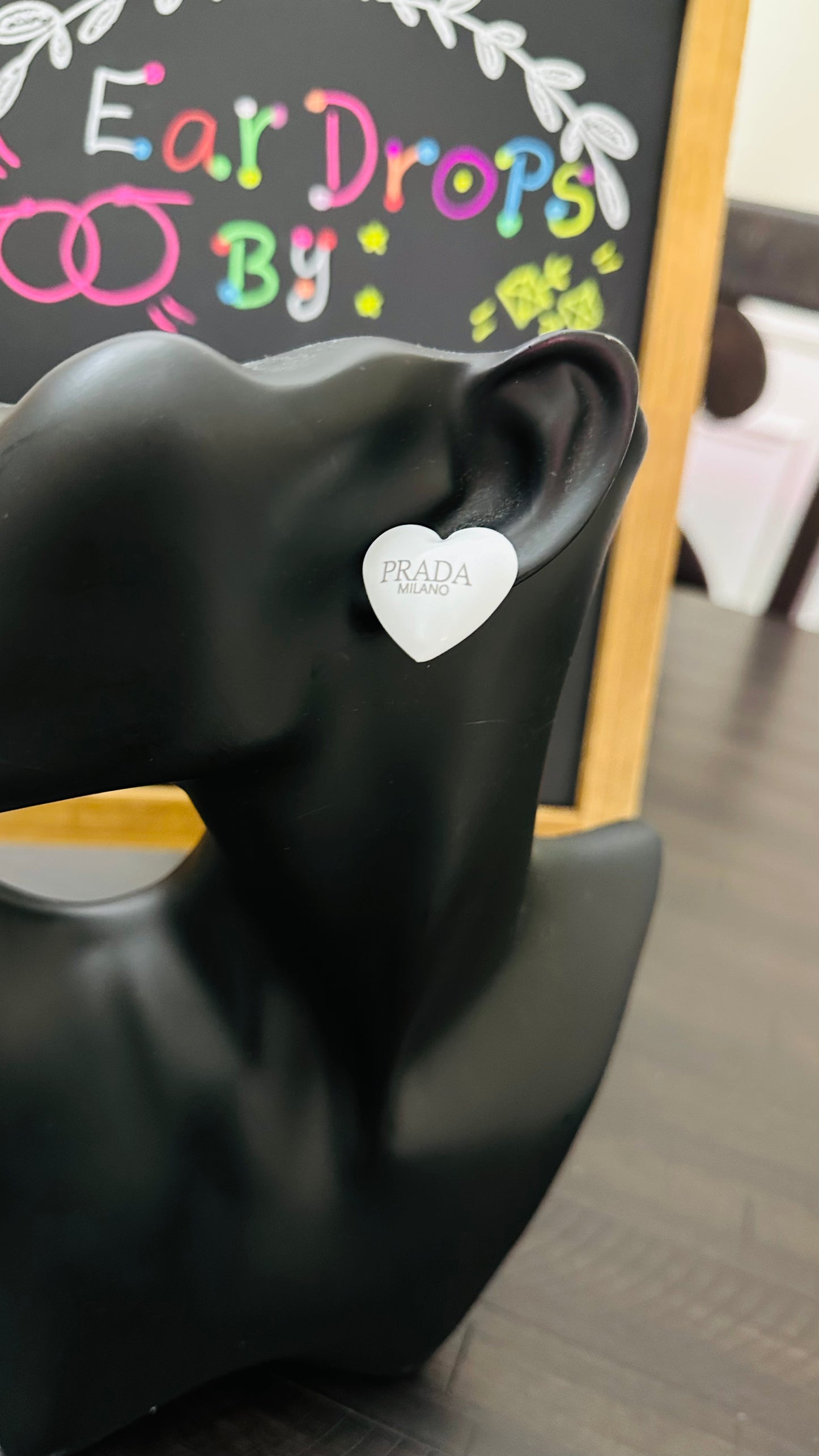 White Heart Earrings