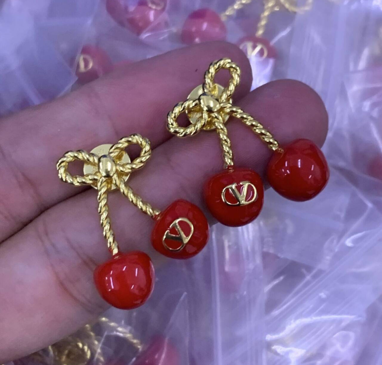Cherries stud earrings