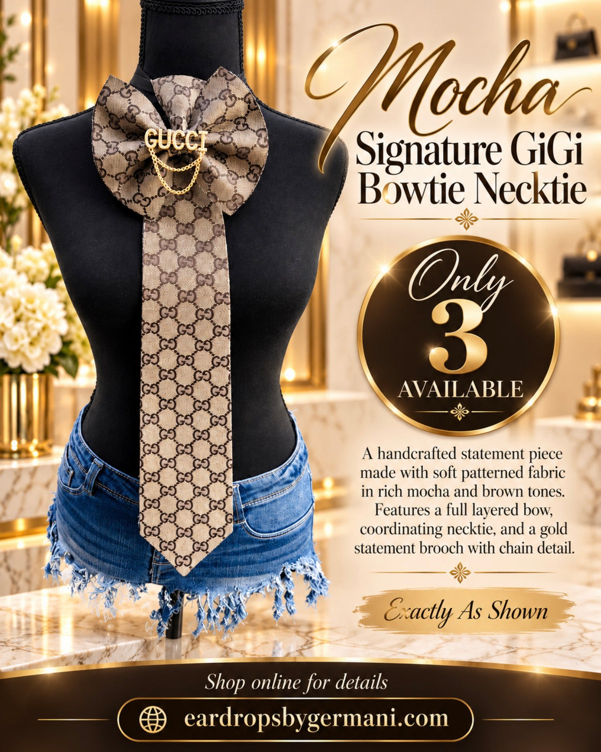 Mocha Signature GiGi Bowtie Necktie