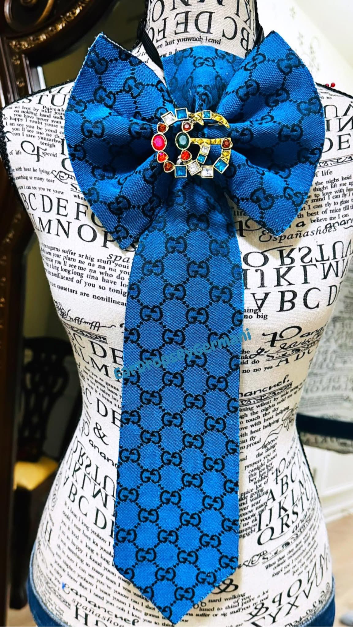 Turquoise Blue GiGi Denim Bowtie Necktie