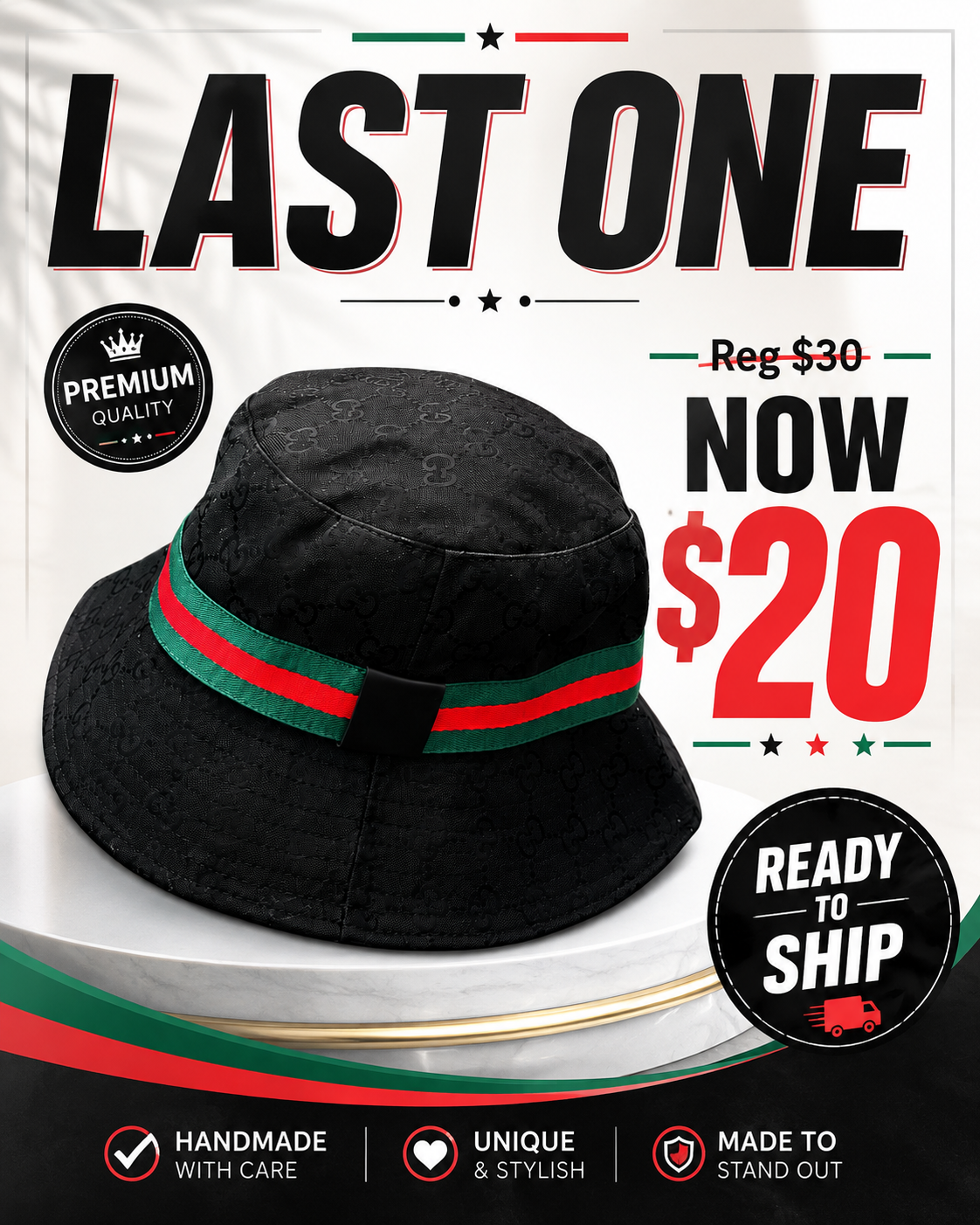 Black Gucci Bucket Hat (Last One)