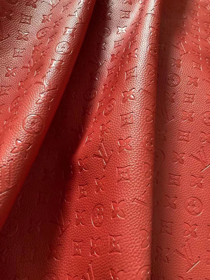 Red Embossed L'Vee Soft Leather Material DIY