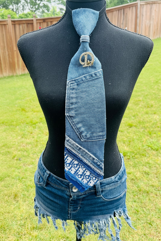 Simply Blue Freestyle Distressed Denim Necktie