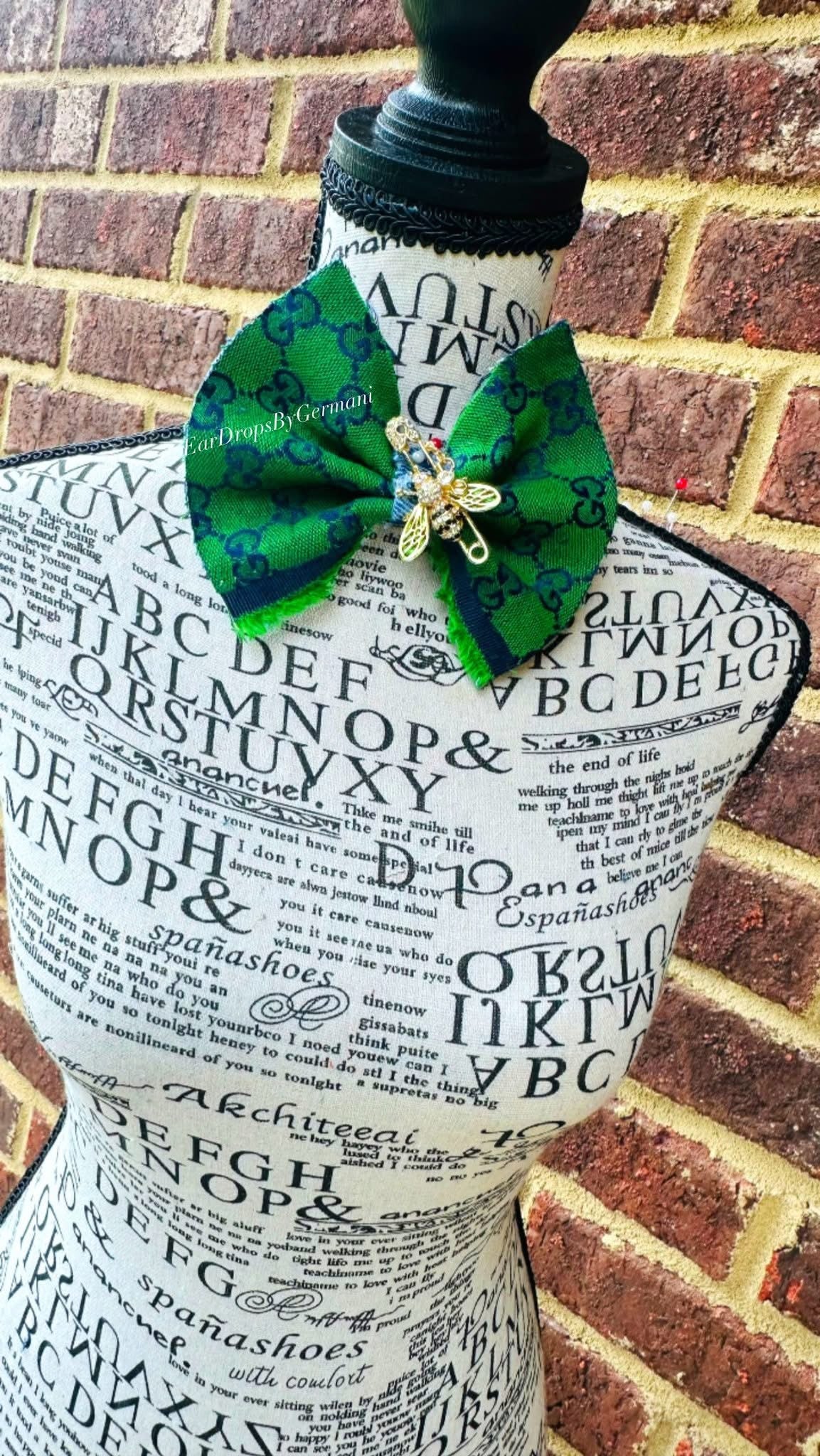 Money Green Bowtie with brooch