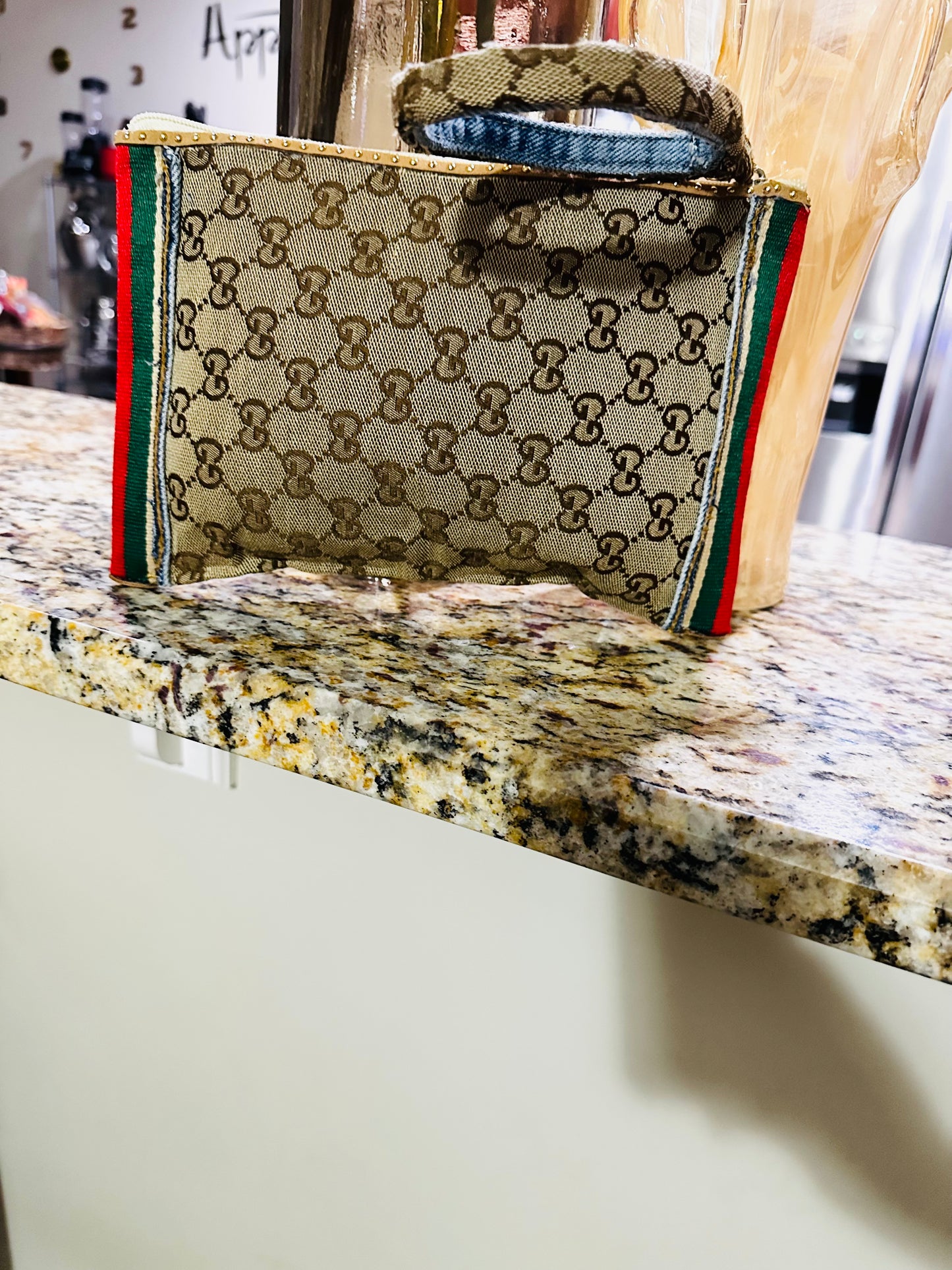 Handmade Brown GiGi Denim Wristlet Handbag