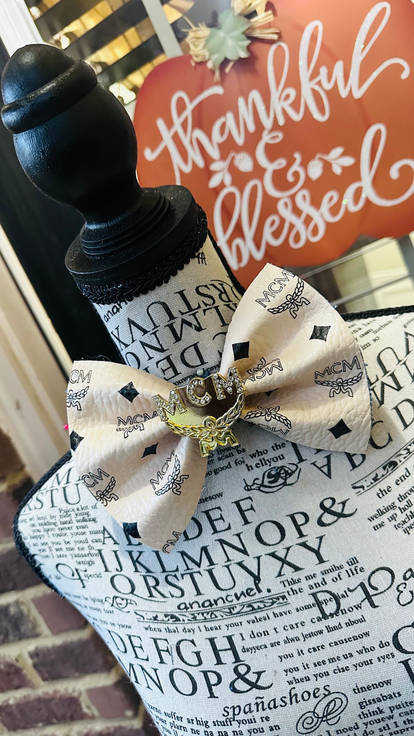 Light Pink - Peachy Pink Leather Denim Bowtie with center brooch