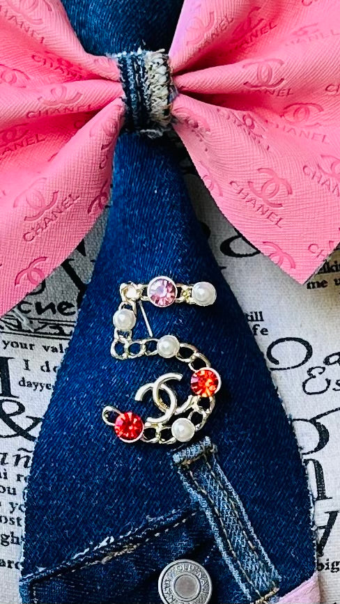 Pink Chantelle Fashion Bowtie Necktie (2 brooches included)