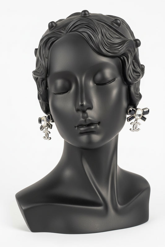 Bow Shaped Black CiCi Fashion Earrings
