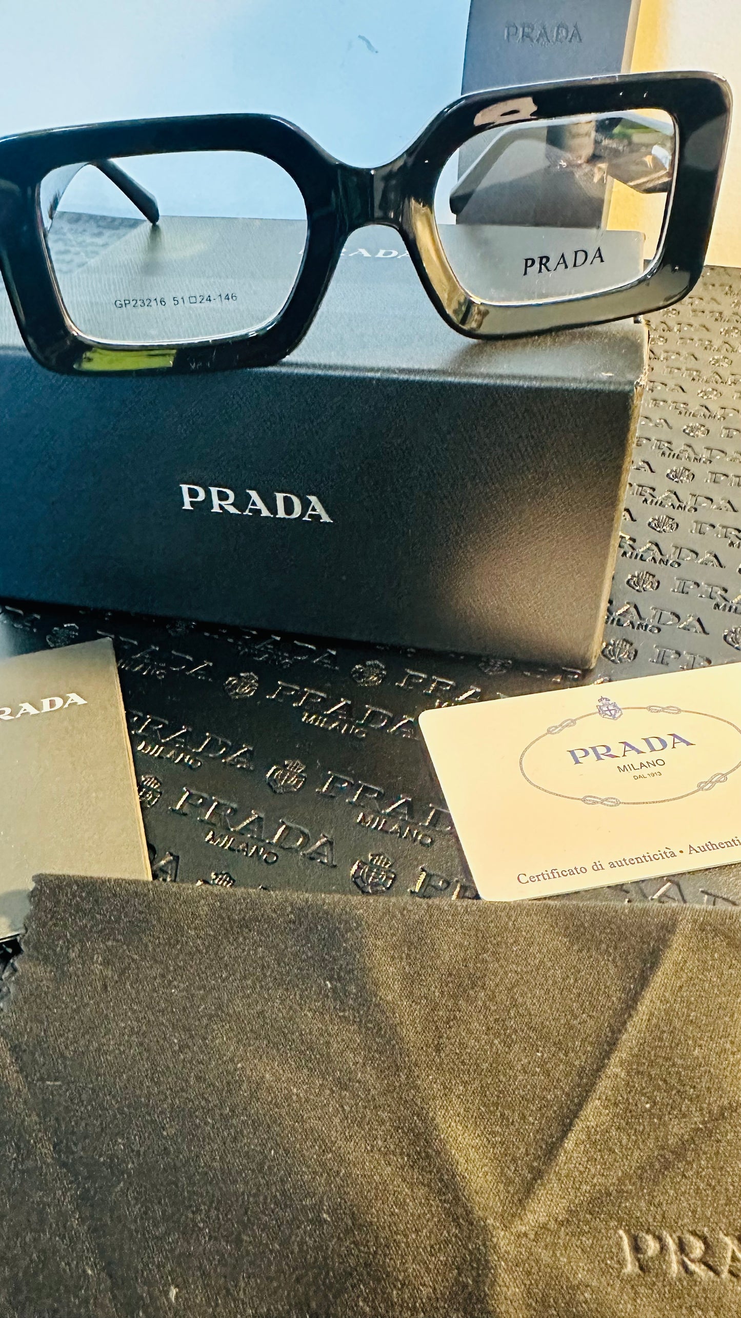 Pradia Black Frame Clear Lens Fashion Eyewear