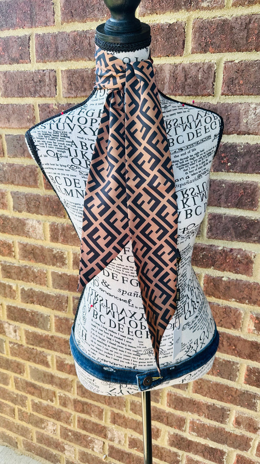 Dark & Light Brown Silk Scarf ￼