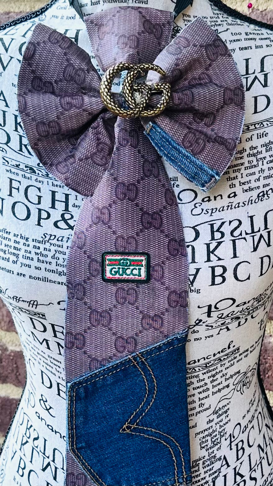 GiGi Brown & Denim Bowtie Necktie