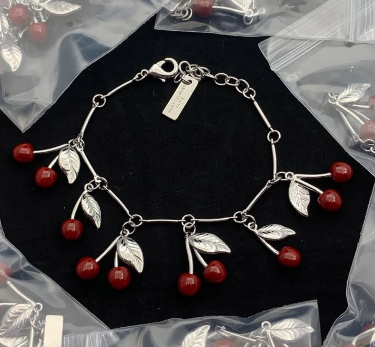 Silver Cherries Bracelet