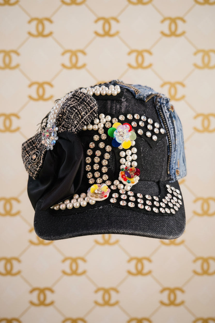 Freestyle CiCi Large Black Embroidery Fashion Cap Hat