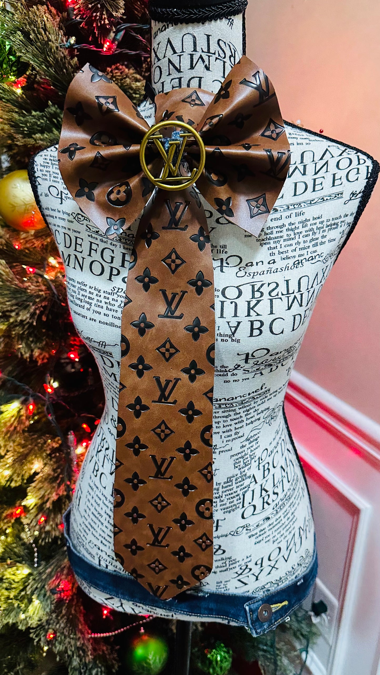 Leather Peanut Butter Chocolate L’Vee Bowtie Necktie