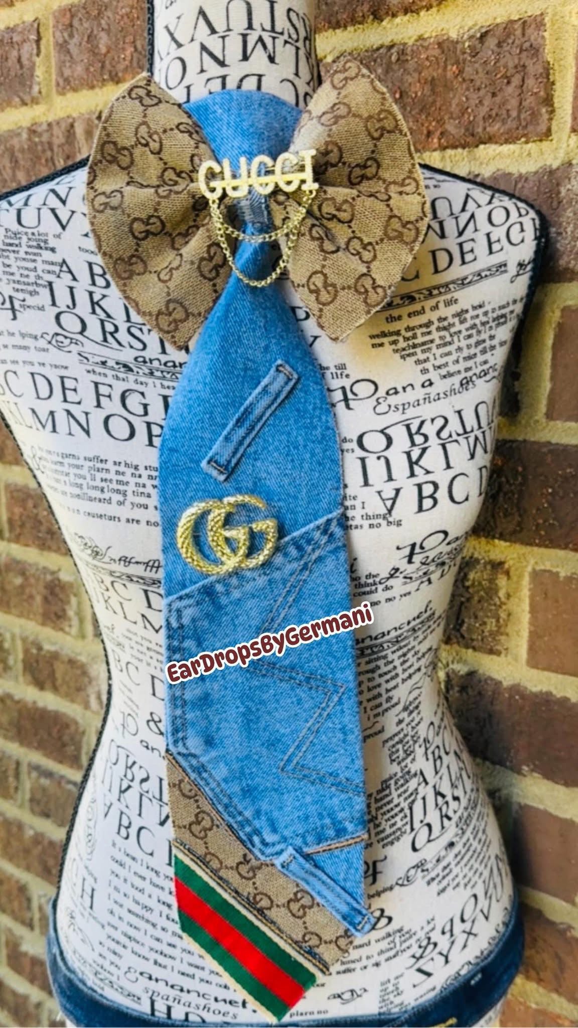 GiGyal Distressed Denim Bowtie Necktie