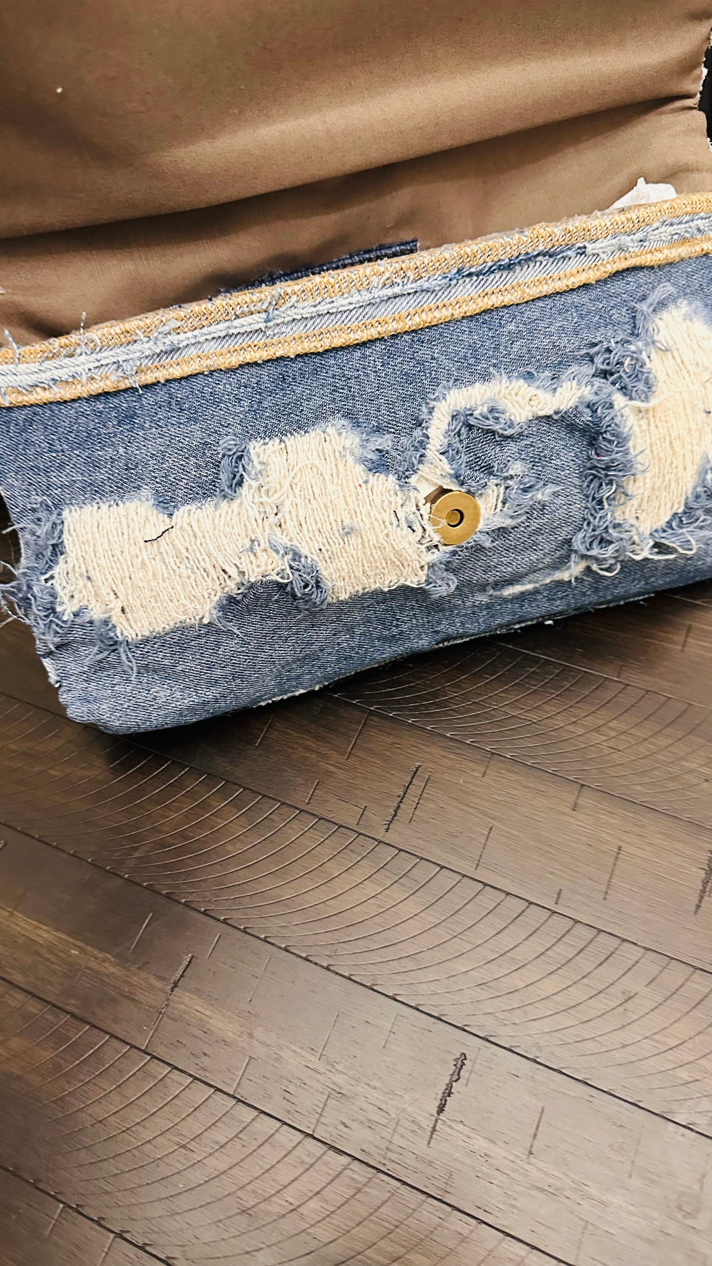 Distressed Denim Clutch Purse