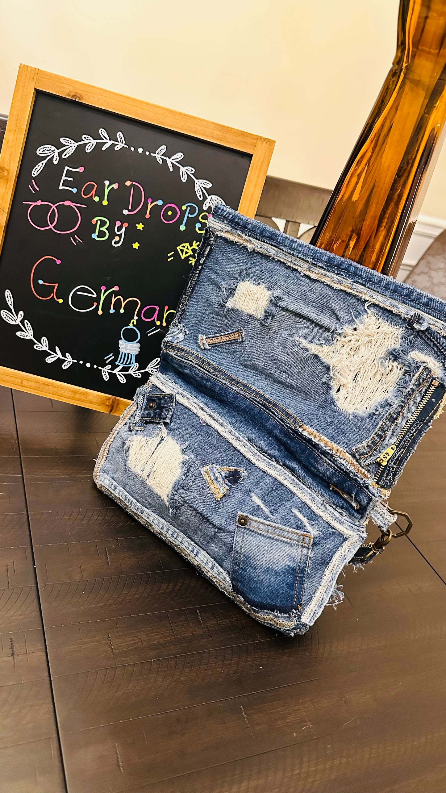 Distressed Denim Clutch Purse