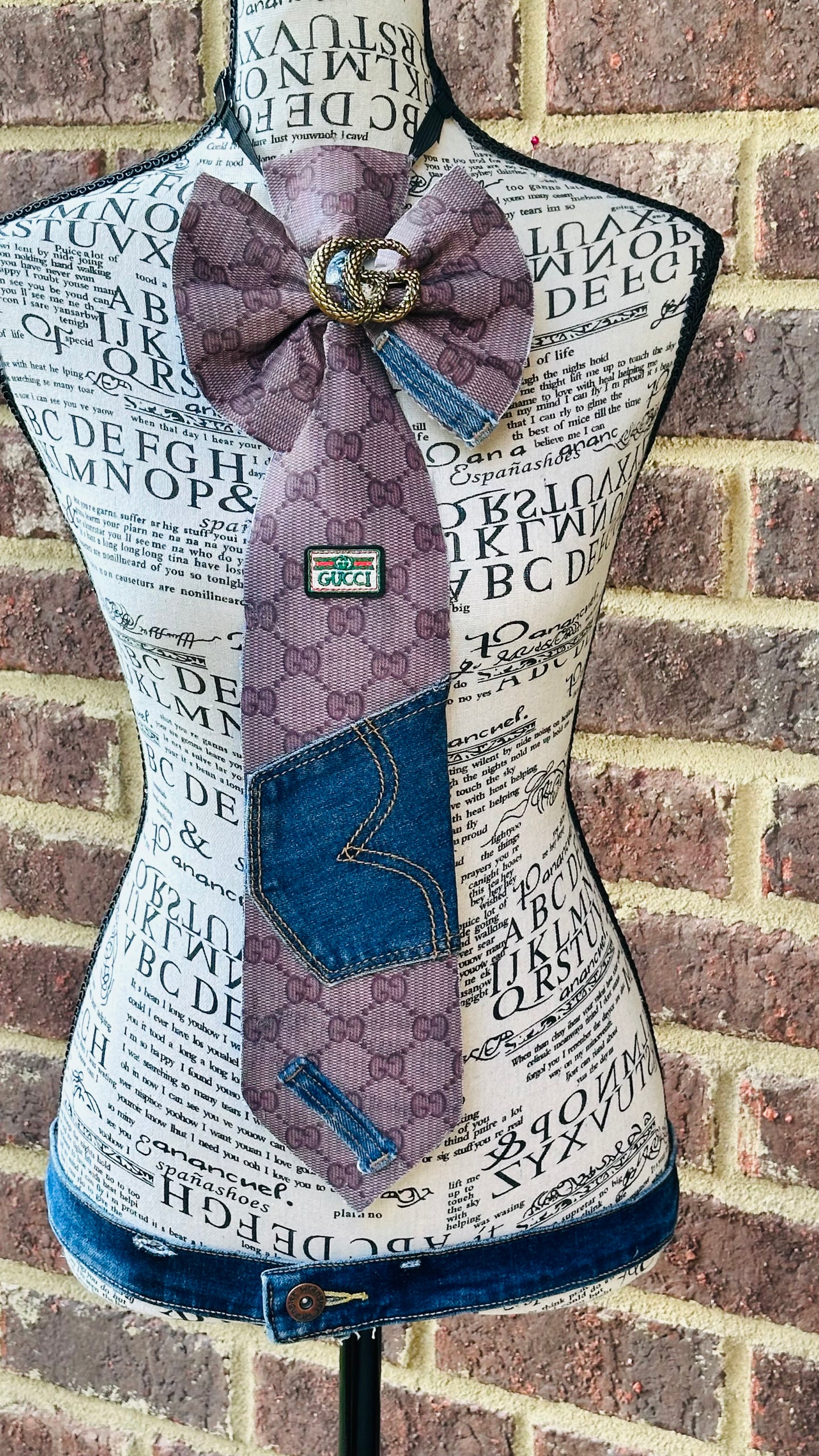 GiGi Brown & Denim Bowtie Necktie