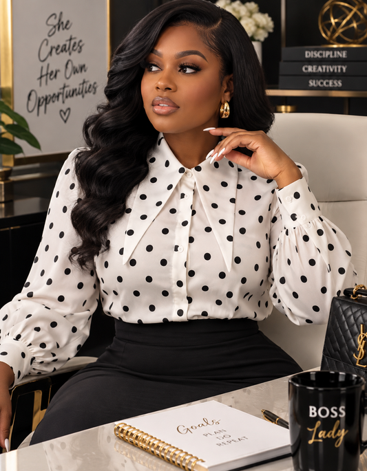 Polka Dot Print Women’s Fashion Blouse 2XL (Last One)