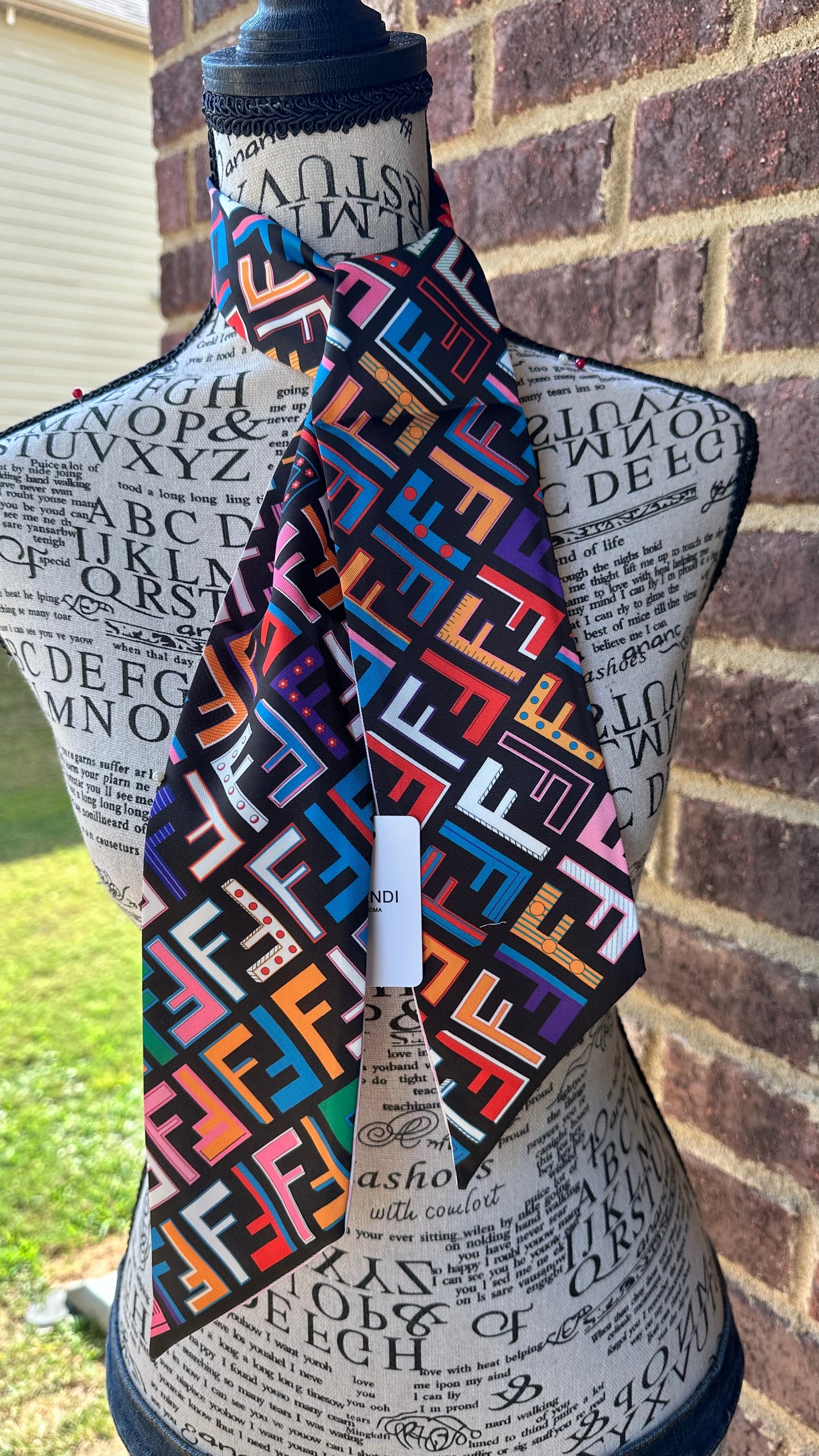 Black Multicolor Silk Scarf