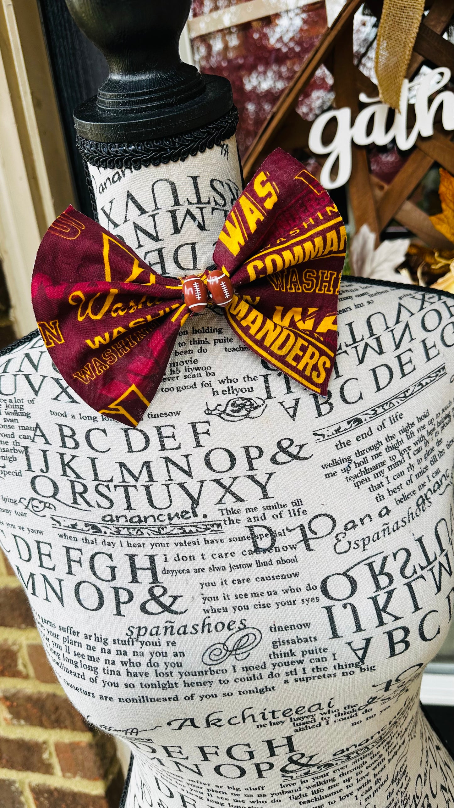 Commanders NFL Fabric & Denim Fashion Bowtie