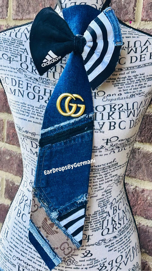Adidas & Distressed Denim Bowtie Necktie