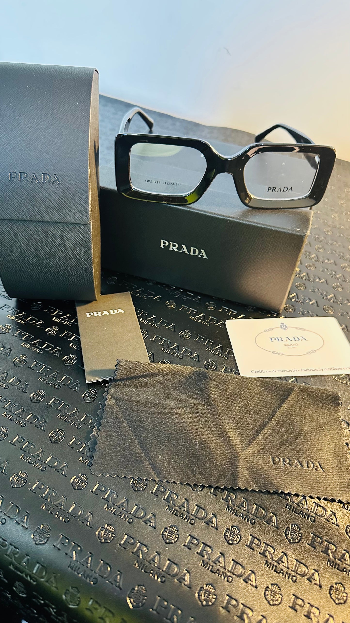 Pradia Black Frame Clear Lens Fashion Eyewear