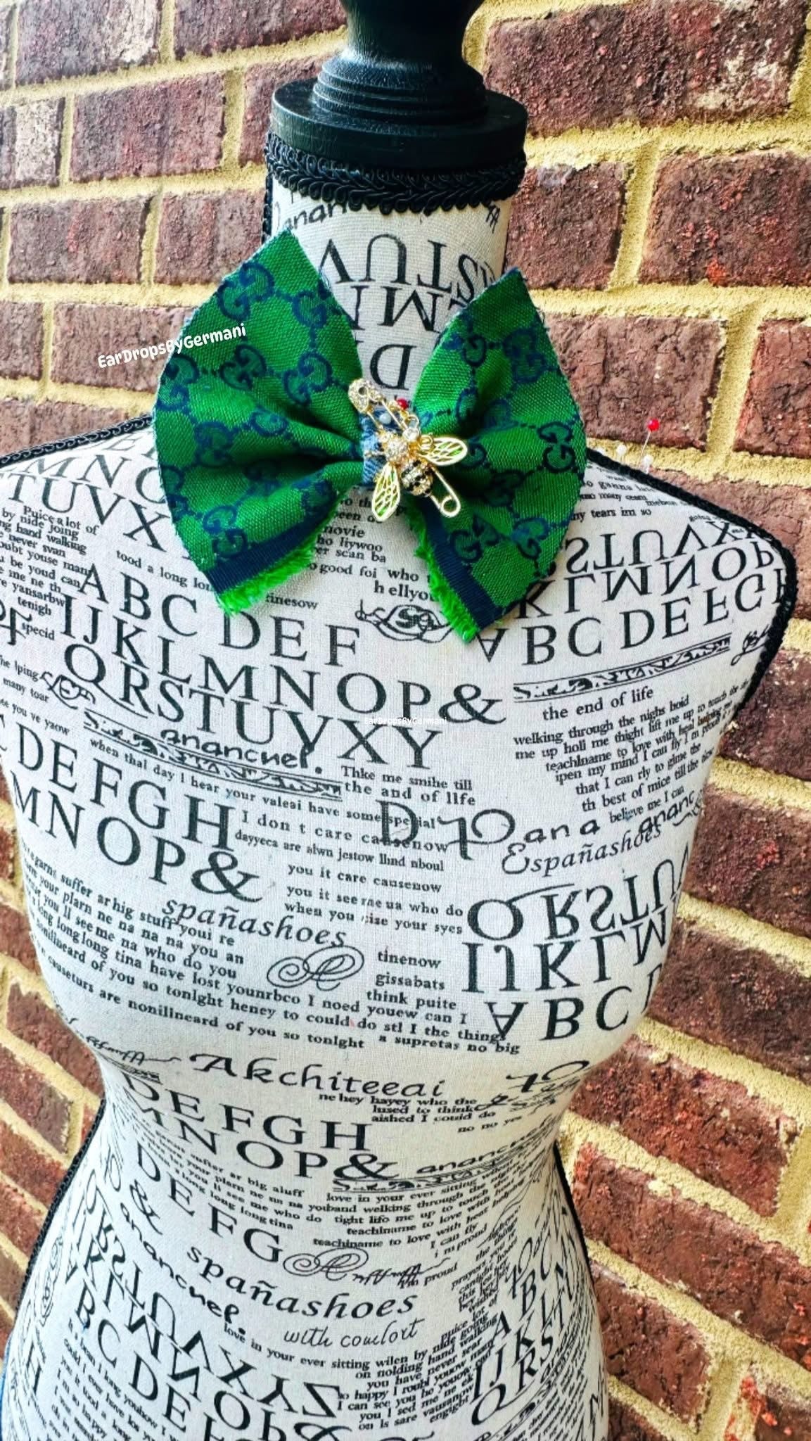Money Green Bowtie with brooch