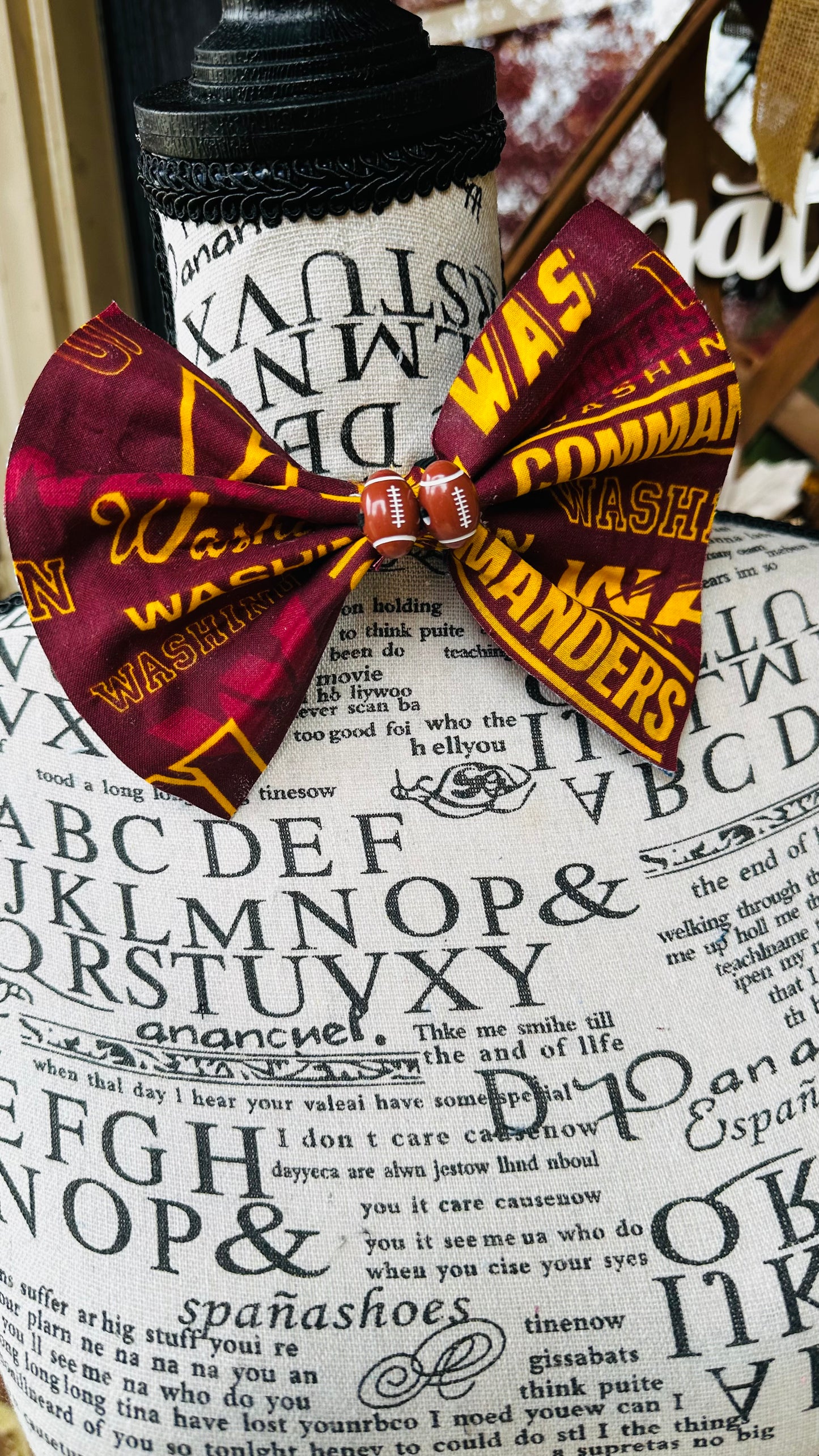 Commanders NFL Fabric & Denim Fashion Bowtie