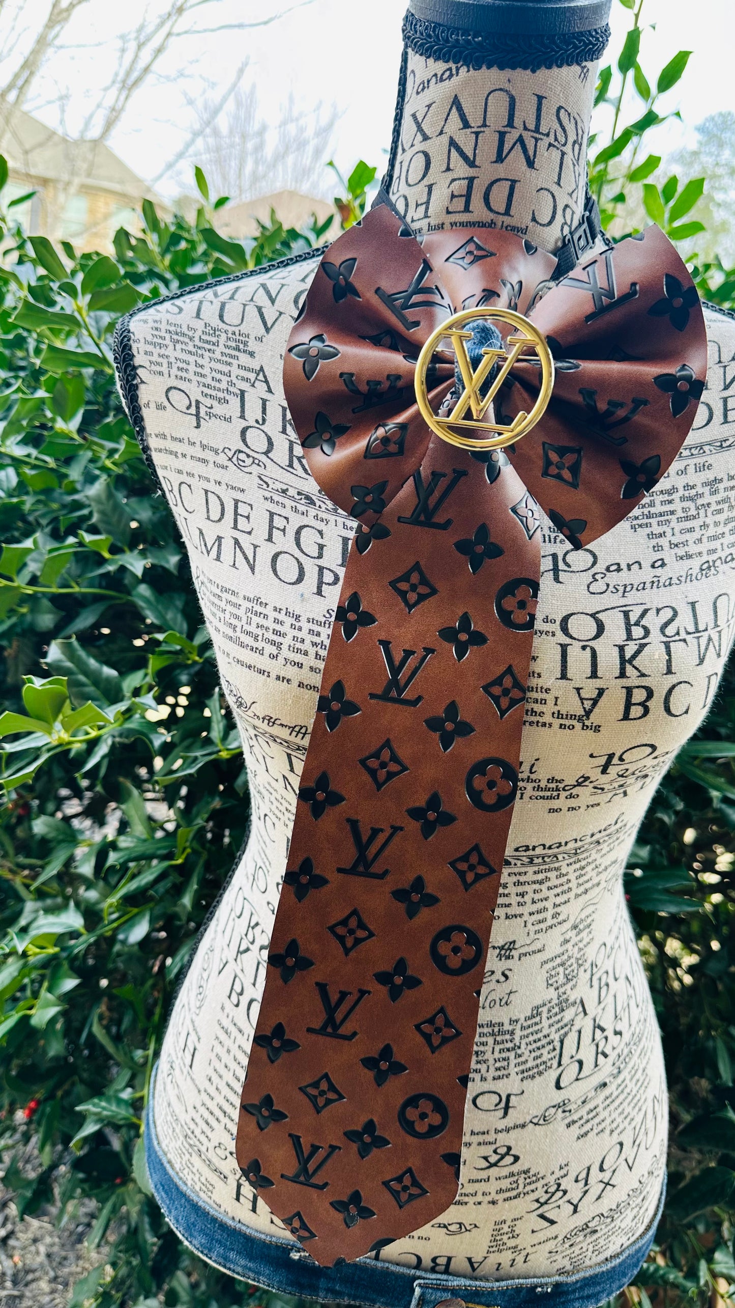 Leather Peanut Butter Chocolate L’Vee Bowtie Necktie