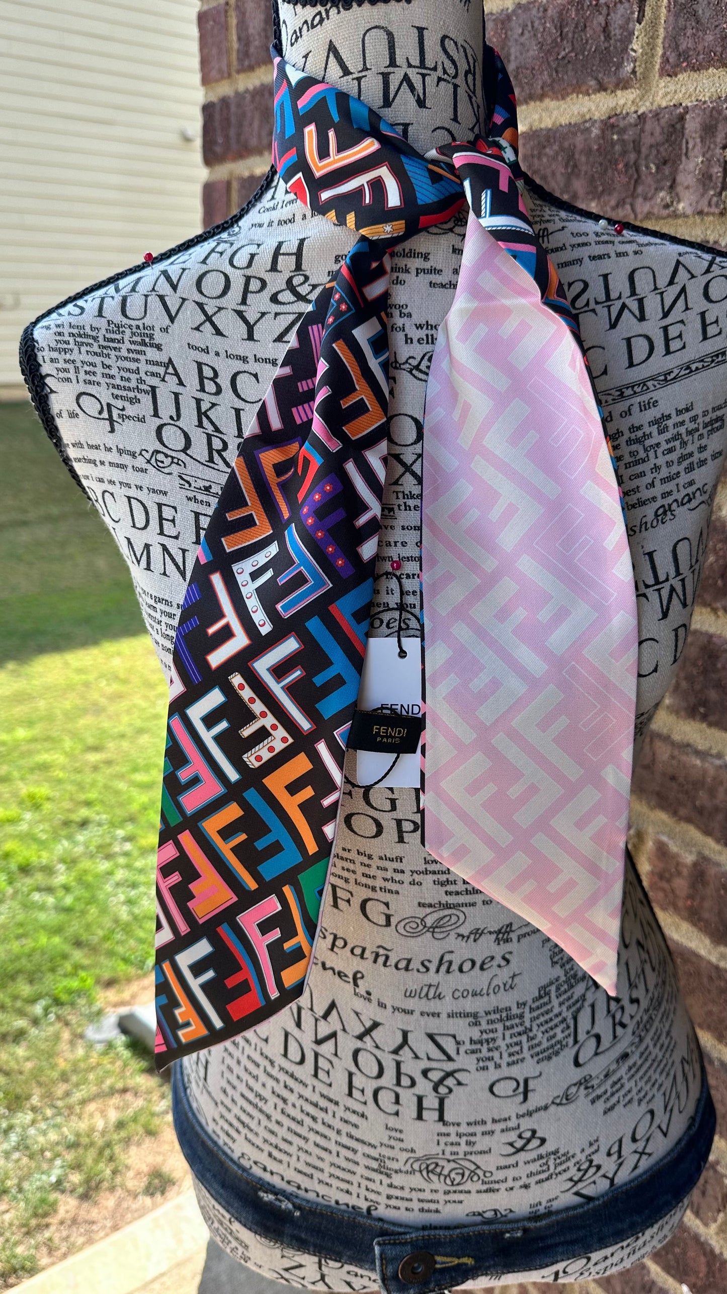 Black Multicolor Silk Scarf