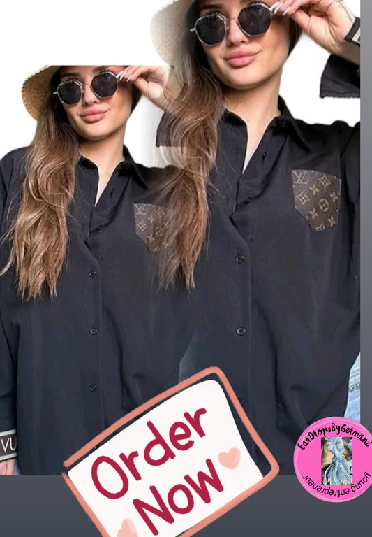 Black LaVonta Collar Blouse XXL