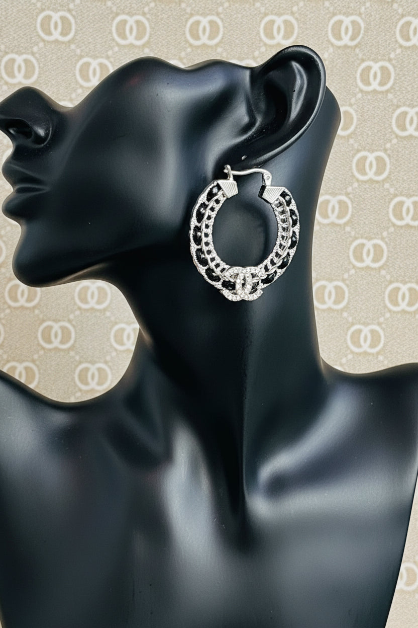 Black & Silver CiCi Hoops