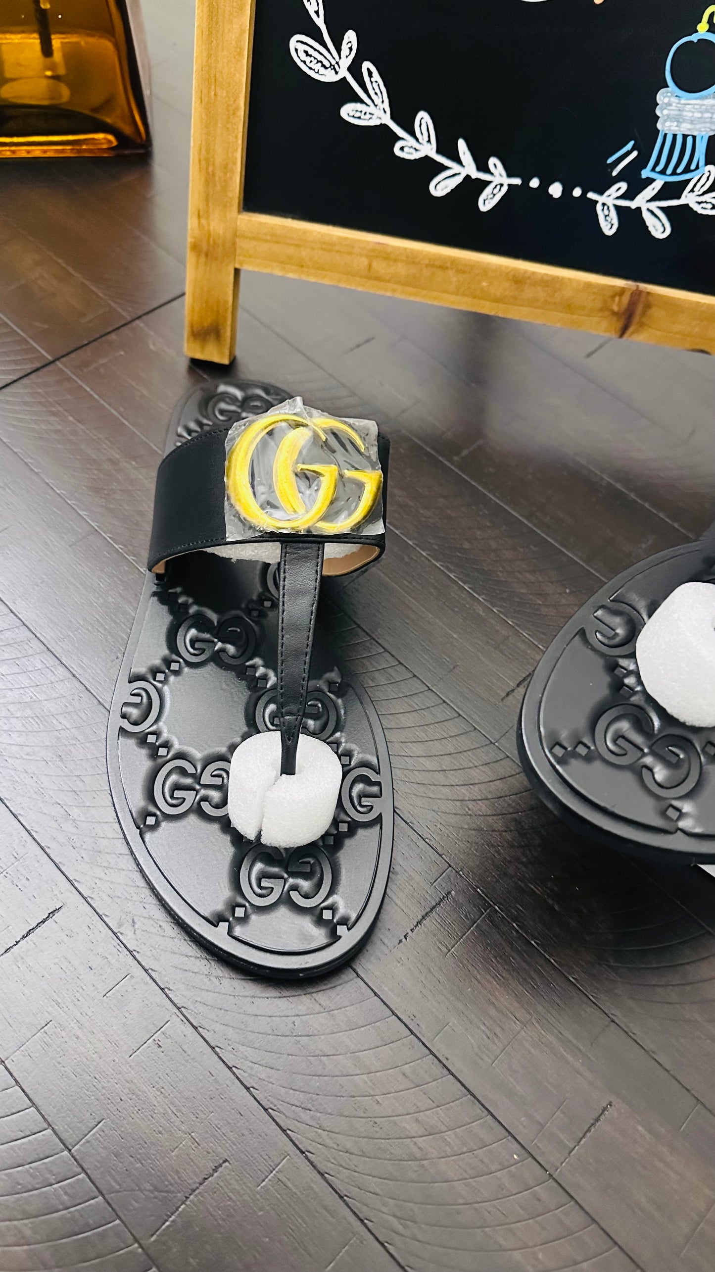 Black Fashion Slippers (size 10)