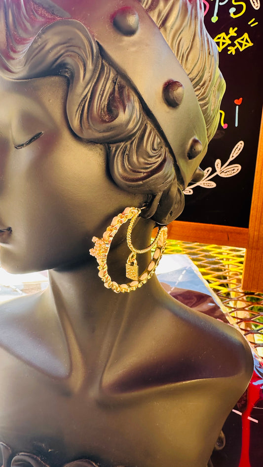 White Pearls Gold Double Fashion Hoop Earrings