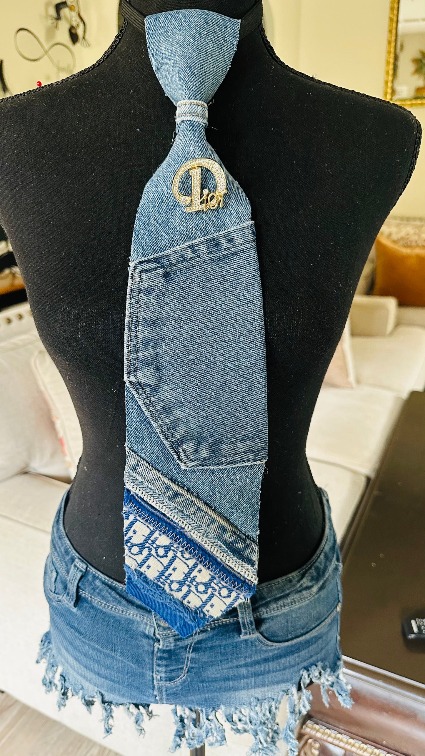 Simply Blue Freestyle Distressed Denim Necktie