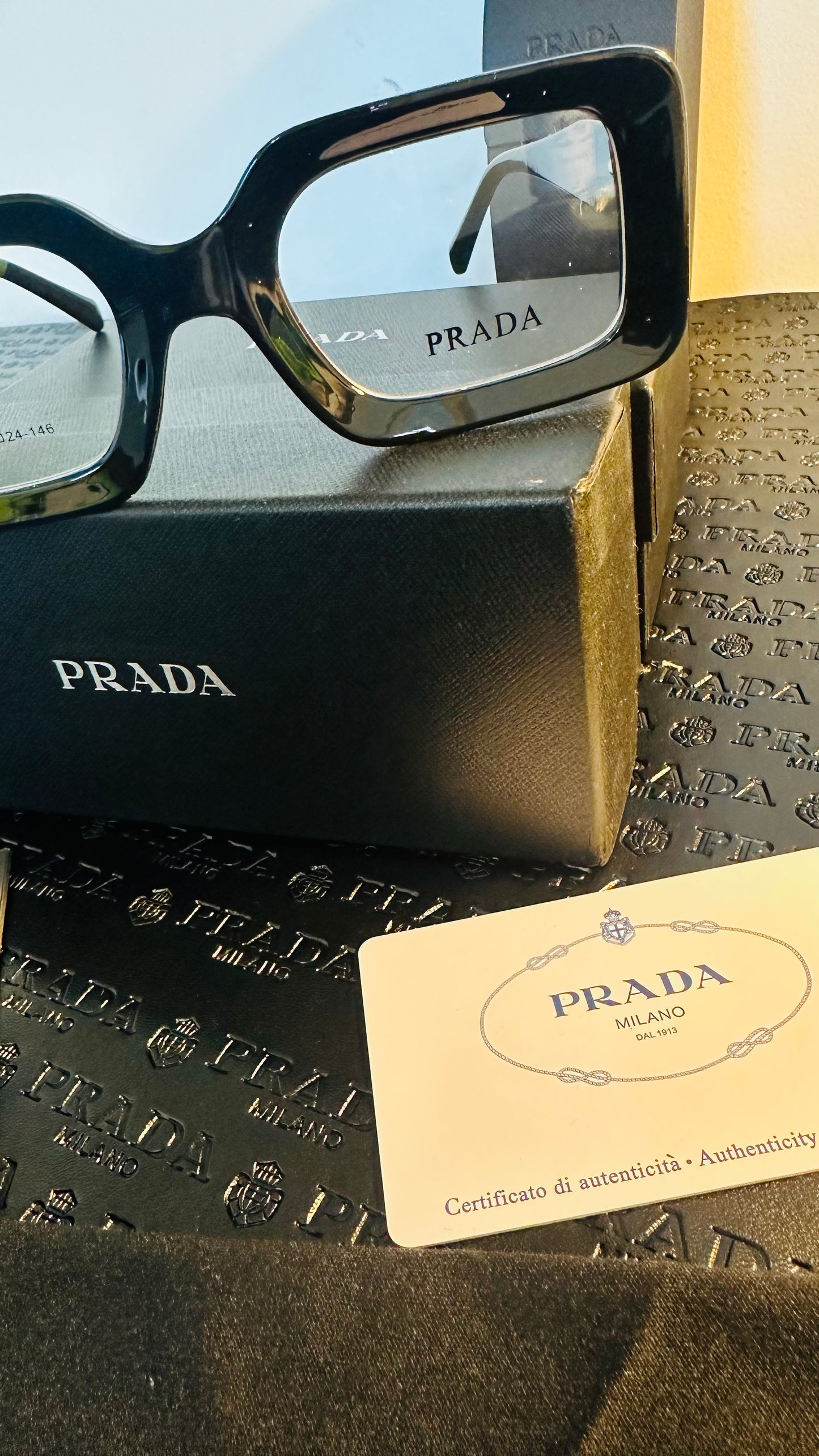 Pradia Black Frame Clear Lens Fashion Eyewear