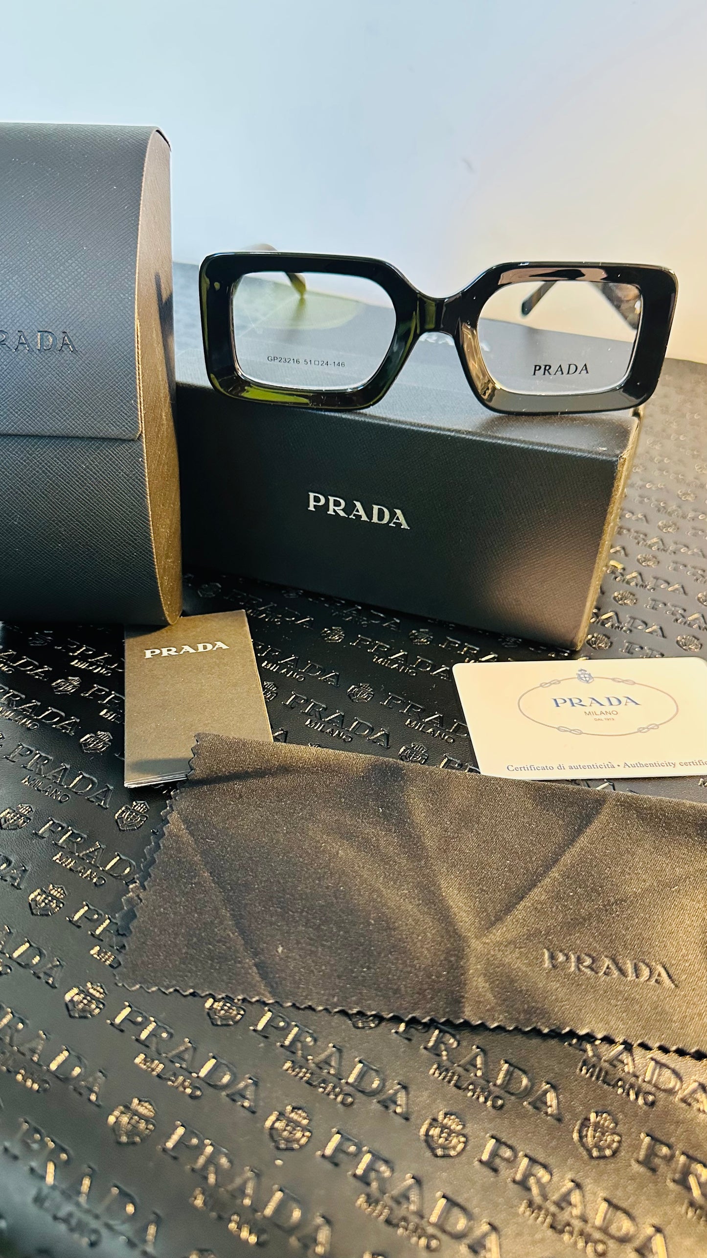 Pradia Black Frame Clear Lens Fashion Eyewear