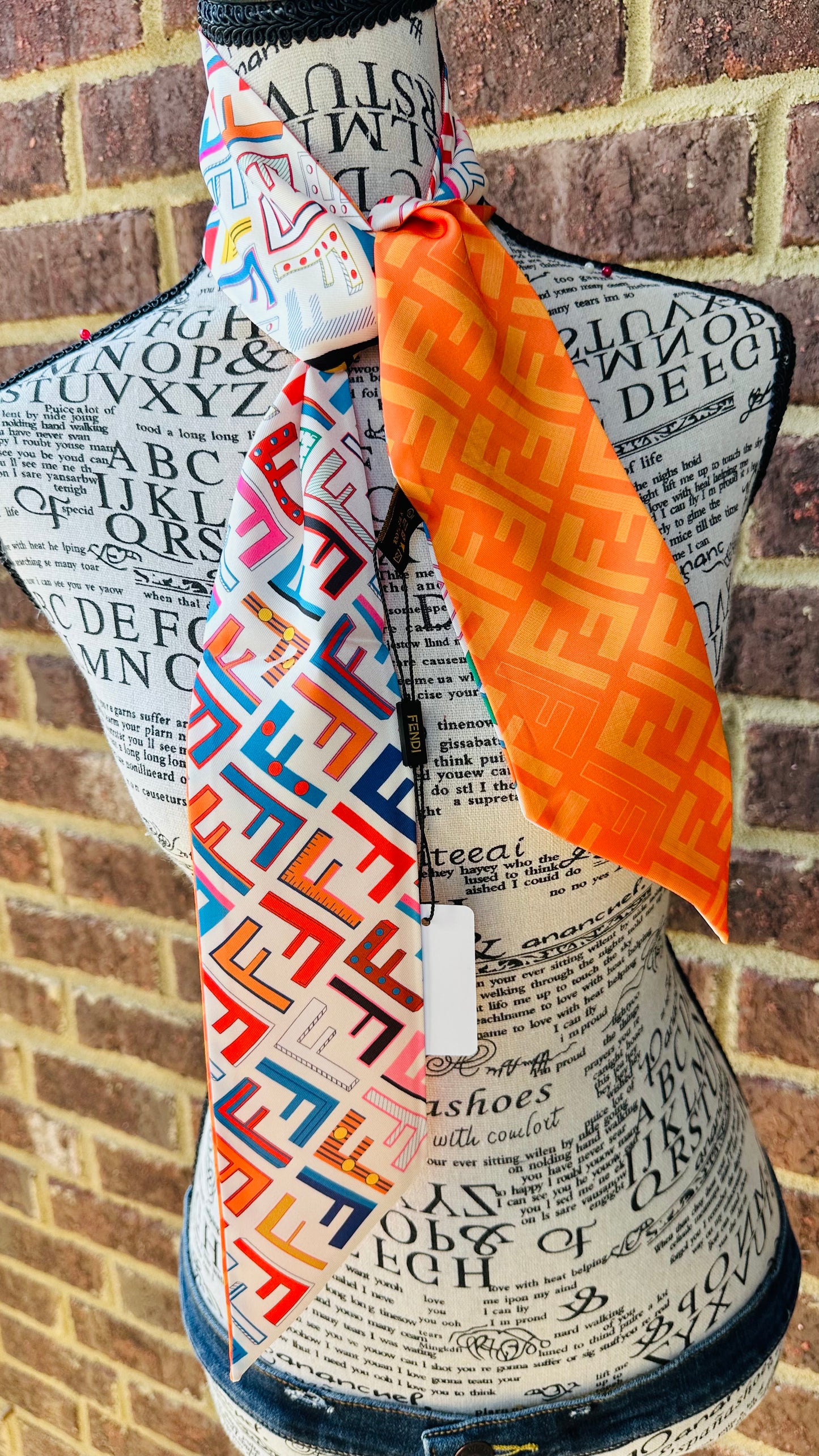 Orange Multicolor Silk Scarf
