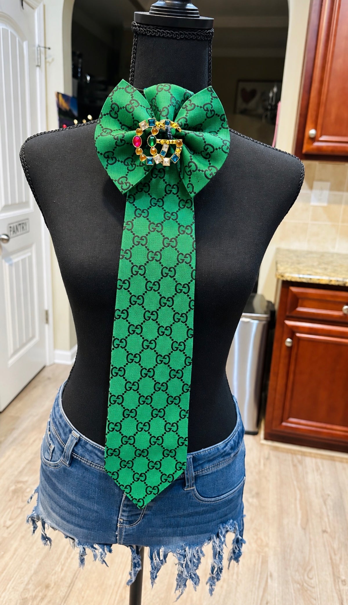Emerald Green Gucci Denim Bowtie Necktie