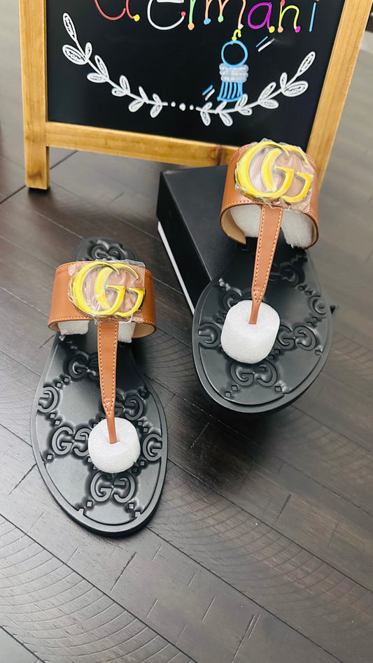 Cute Brown Fashion Slippers (size 9)
