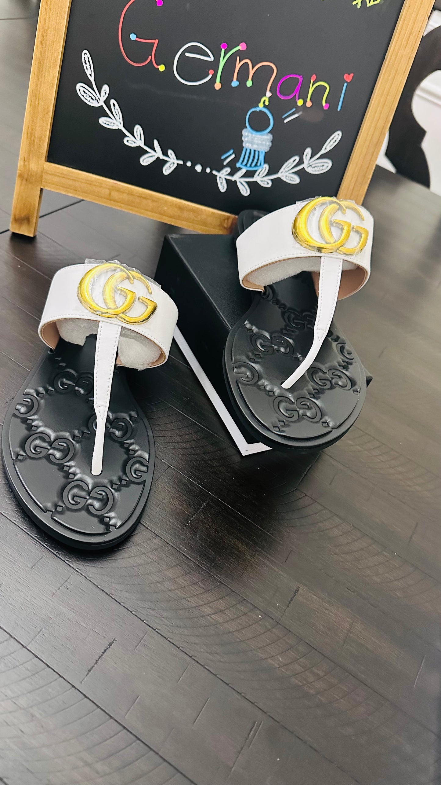 White Fashion Slippers (size 9)