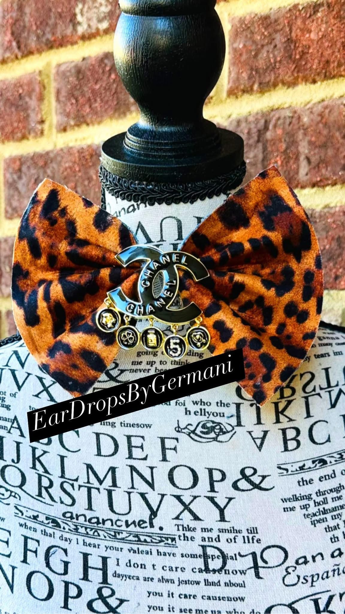 Leopard Print Bowtie with large center brooch