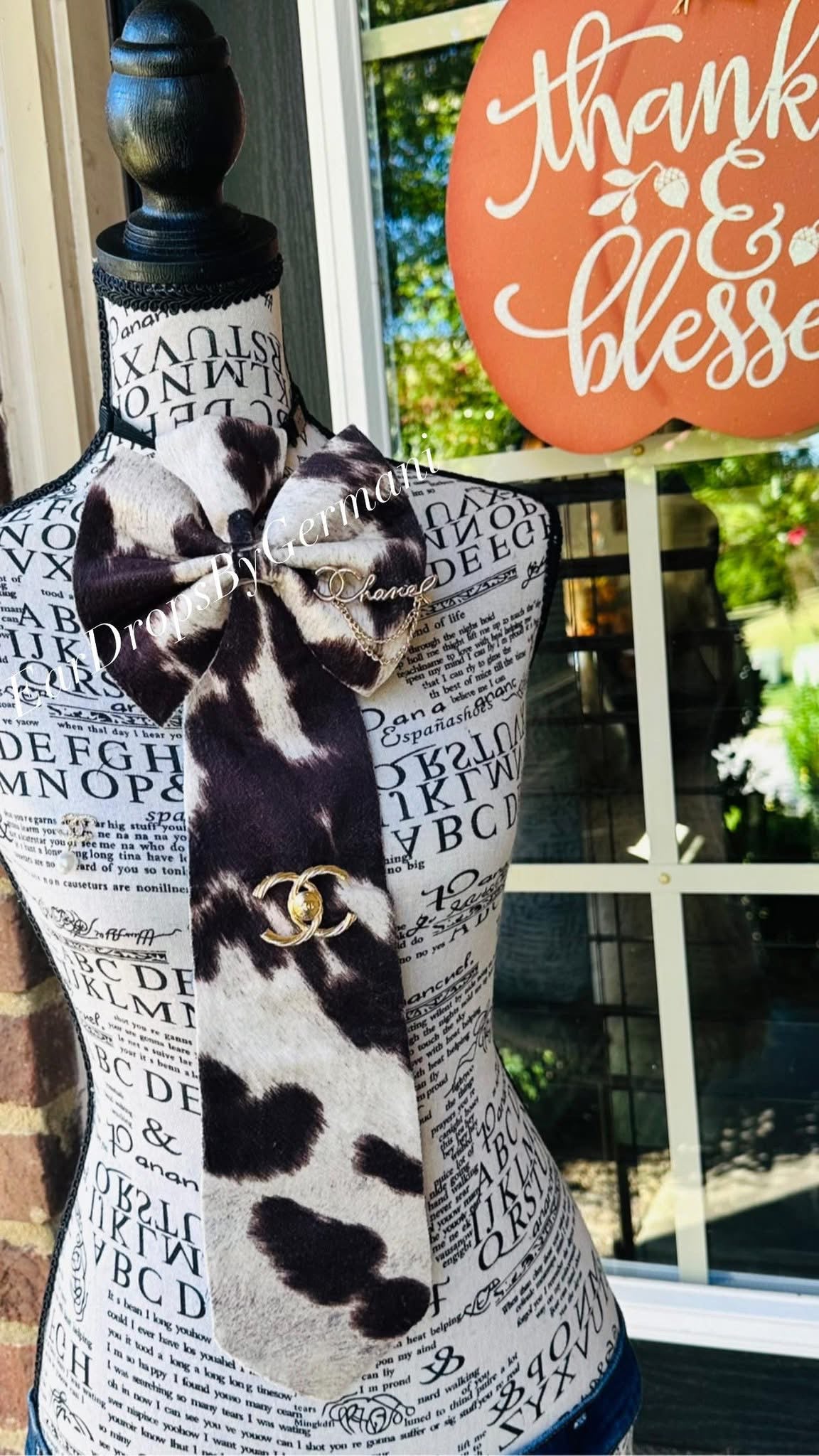 Cow Print Suede Velvet Fashion Bowtie Necktie